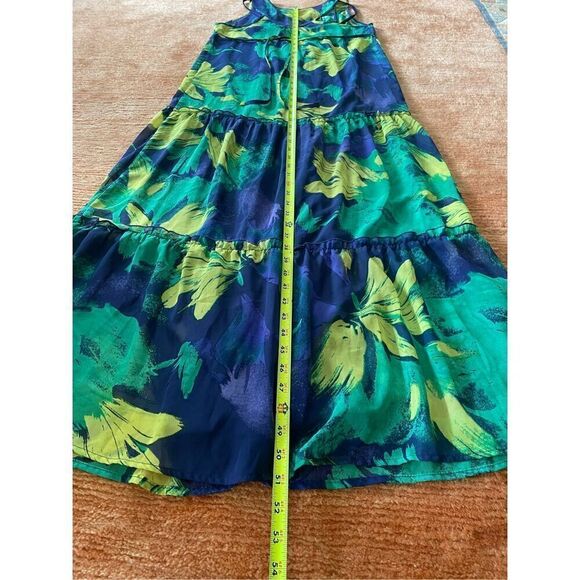 Mossimo Blue & Green Watercolor Chiffon Sleeveless Maxi Dress With Slip S - Picture 8 of 8